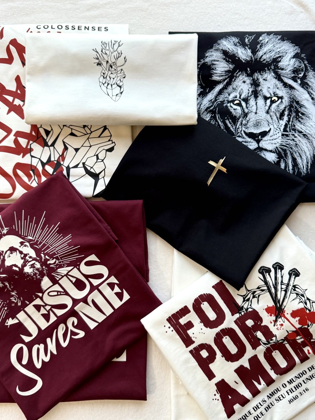 Peças personalizadas Lamell dobradas, estampas cristãs